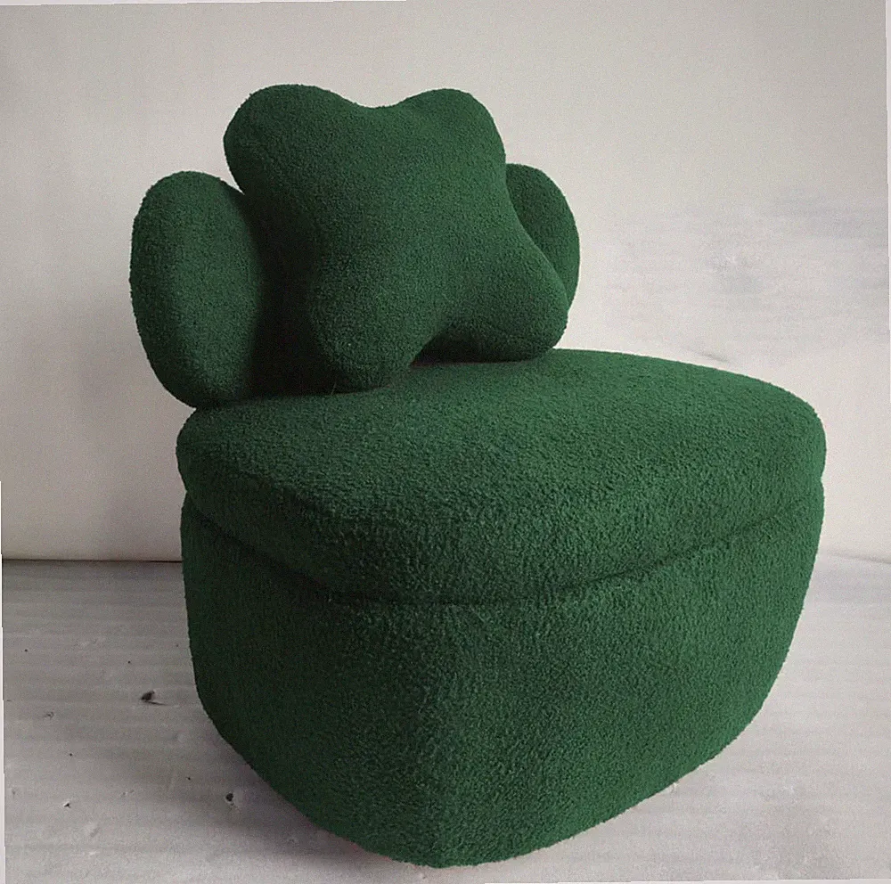 Cozy Green Fleece Lounge Chair - Modern Soft Toy Accent Armchair