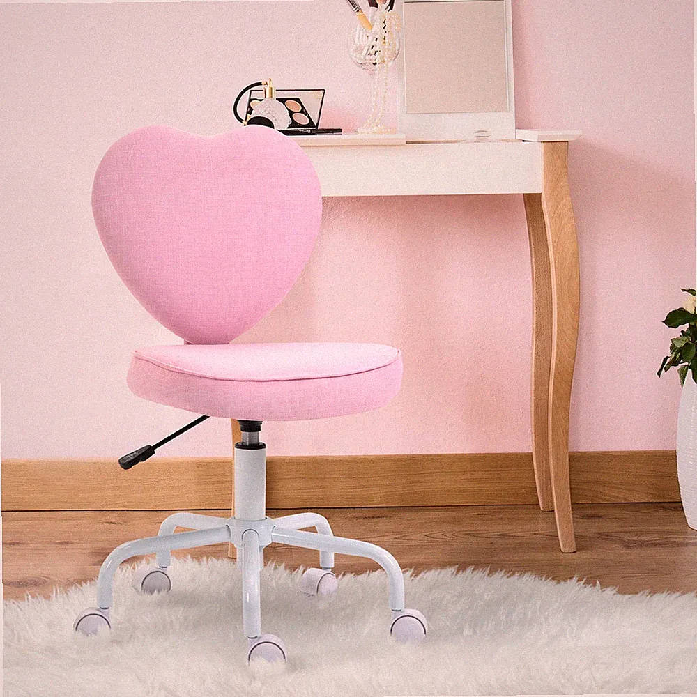 Heart Love Shaped Design Office Chair with Adjustable Height, Pink