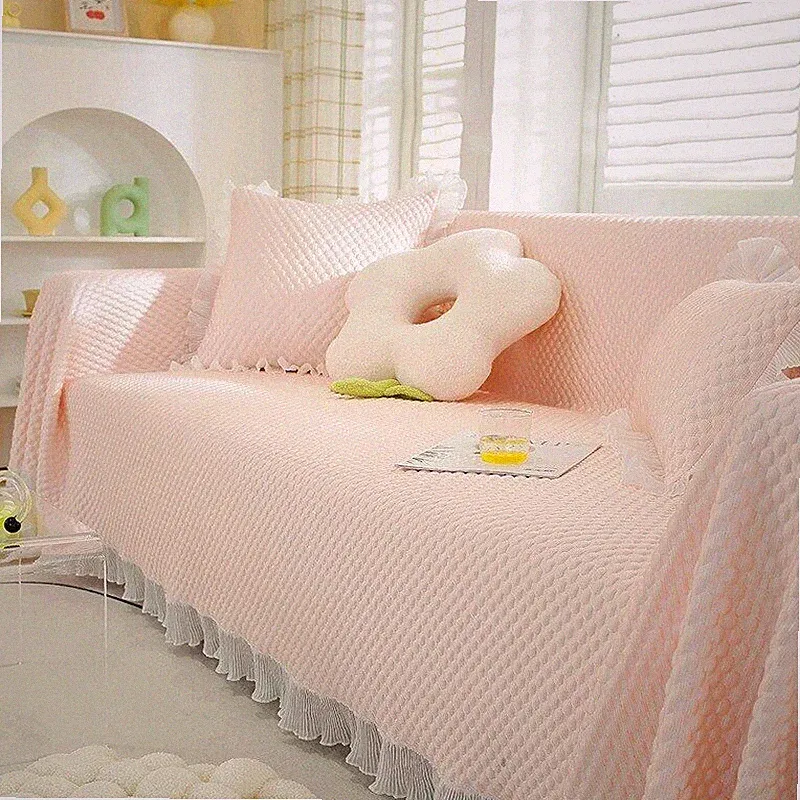 Non-slip Sofa Cover Towel Ruffled Couch Covers Protector Slipcovers Living Room