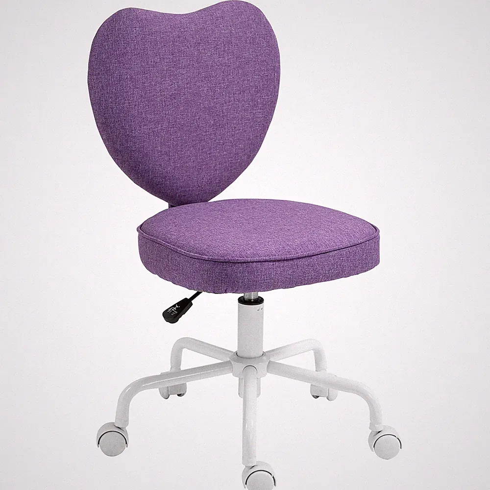 Rolling Upholstery Leisure Lounge Vanity Chair with Heart Back and Sponge Seat